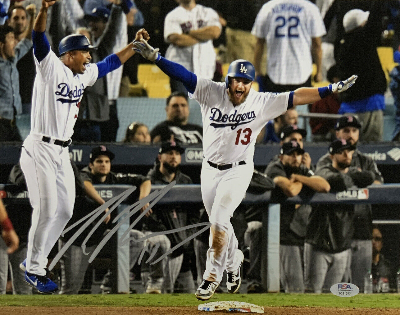 MAX MUNCY DODGERS SIGNED 2018 WORLD SERIES GAME 3 WALK-OFF HR 11X14 PHOTO PSA