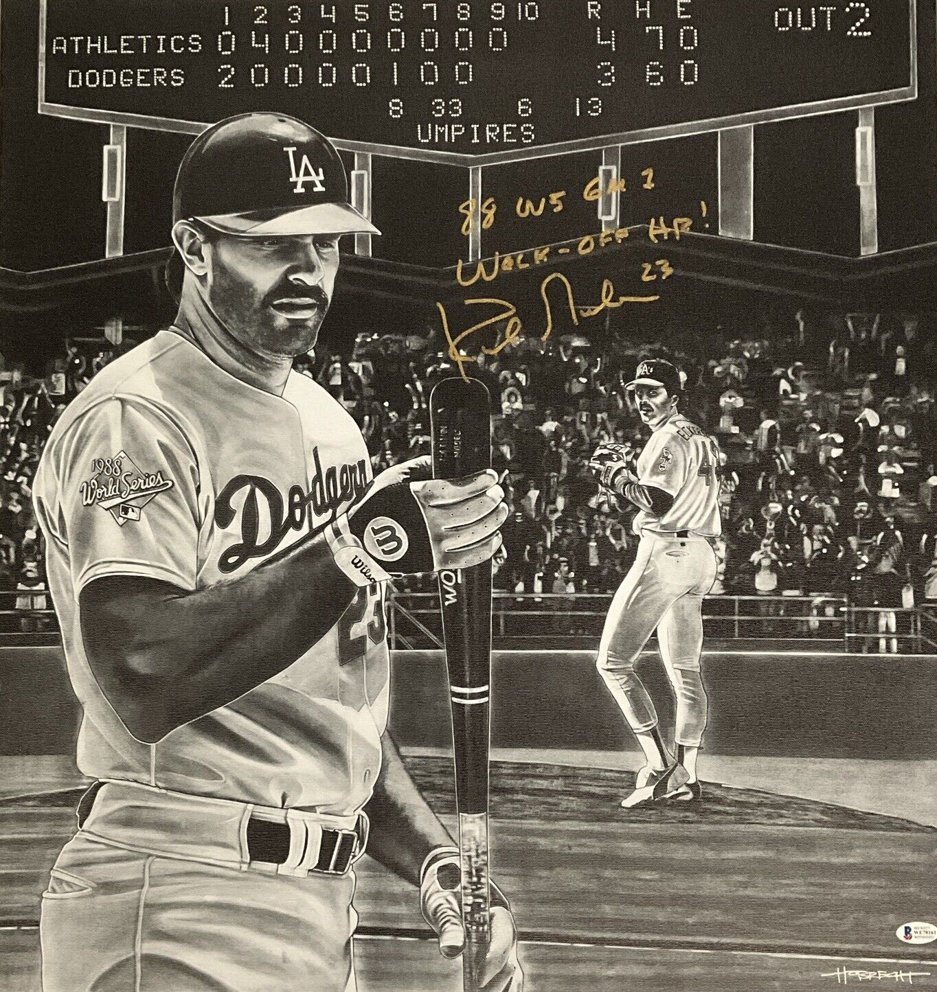 KIRK GIBSON SIGNED 22X24 LIMITED ART PRINT CANVAS "88 WS WALKOFF HR" BAS WE78161