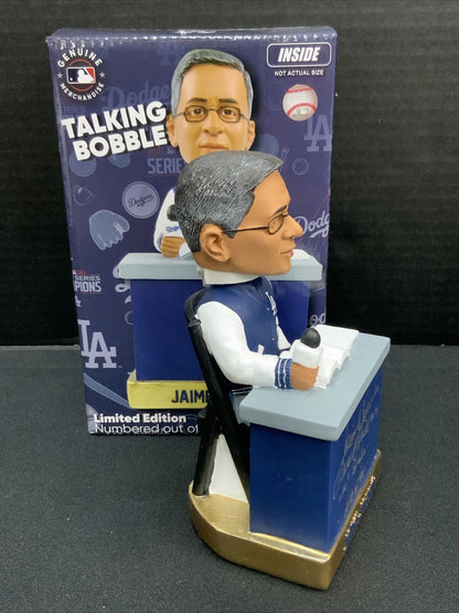 JAIME JARRIN SIGNED TALKING BOBBLEHEAD "HOF 98, DESPIDALA CON UN BESO" PSA 