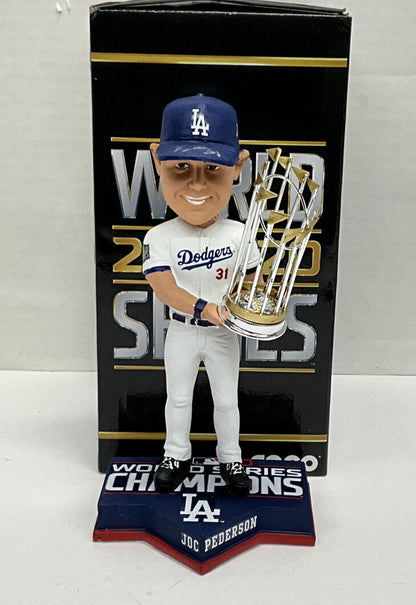 JOC PEDERSON DODGERS SIGNED FOCO CHAMPION BOBBLEHEAD "2020 WS CHAMP" BAS WL97097