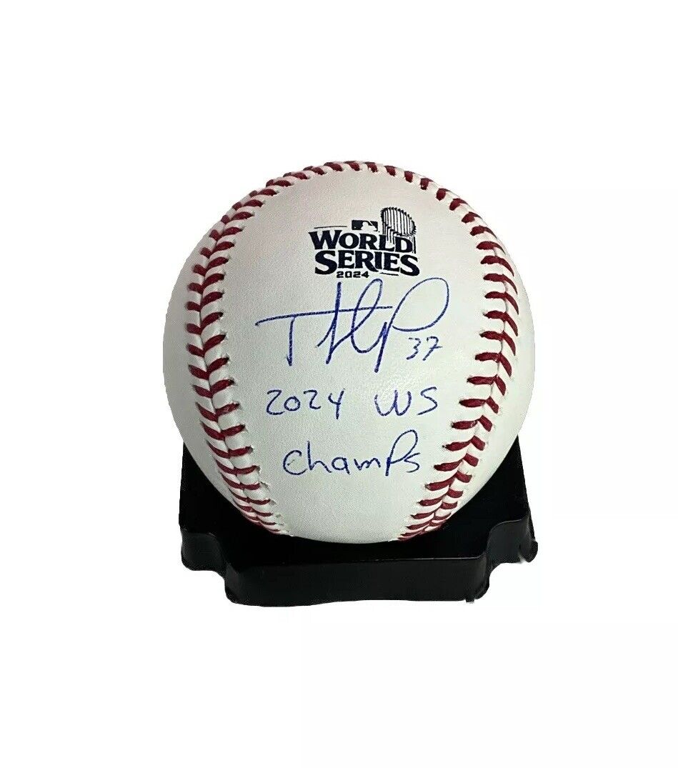 TEOSCAR HERNANDEZ SIGNED 2024 WORLD SERIES BASEBALL "2024 WS CHAMPS" INSCRIP PSA