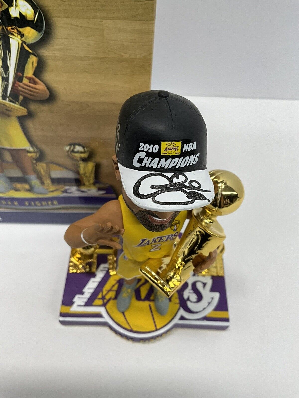 DEREK FISHER SIGNED LAKERS LIMITED FOCO BOBBLEHEAD "5X NBA CHAMP" PSA 1C61463