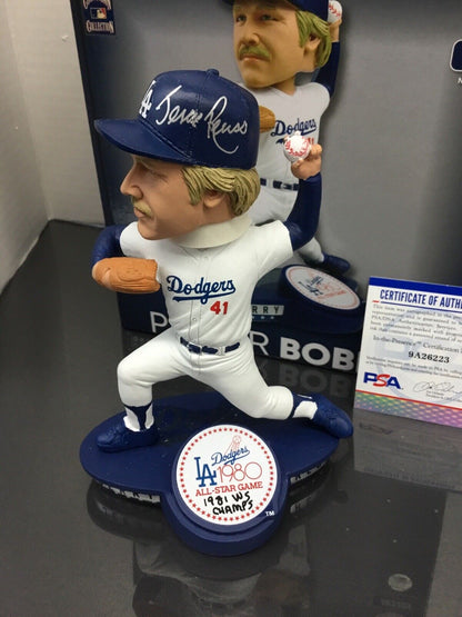 JERRY REUSS DODGERS SIGNED 1980 ALLSTAR GAME FOCO BOBBLEHEAD '81 WS CHAMPS" PSA