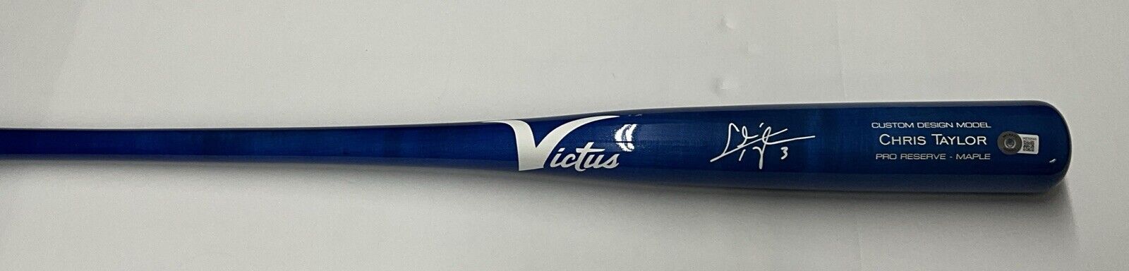 CHRIS TAYLOR DODGERS WS CHAMP SIGNED VICTUS GAME MODEL BLUE BAT BAS ITP WZ59543i