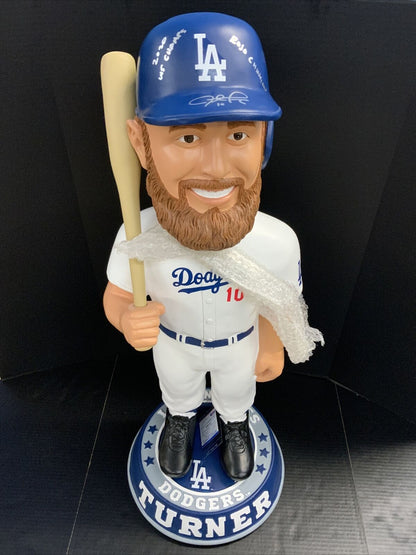 5/10 JUSTIN TURNER DODGERS SIGNED 3FT BOBBLEHEAD "2020 WS CHAMPS" PSA 9A70668