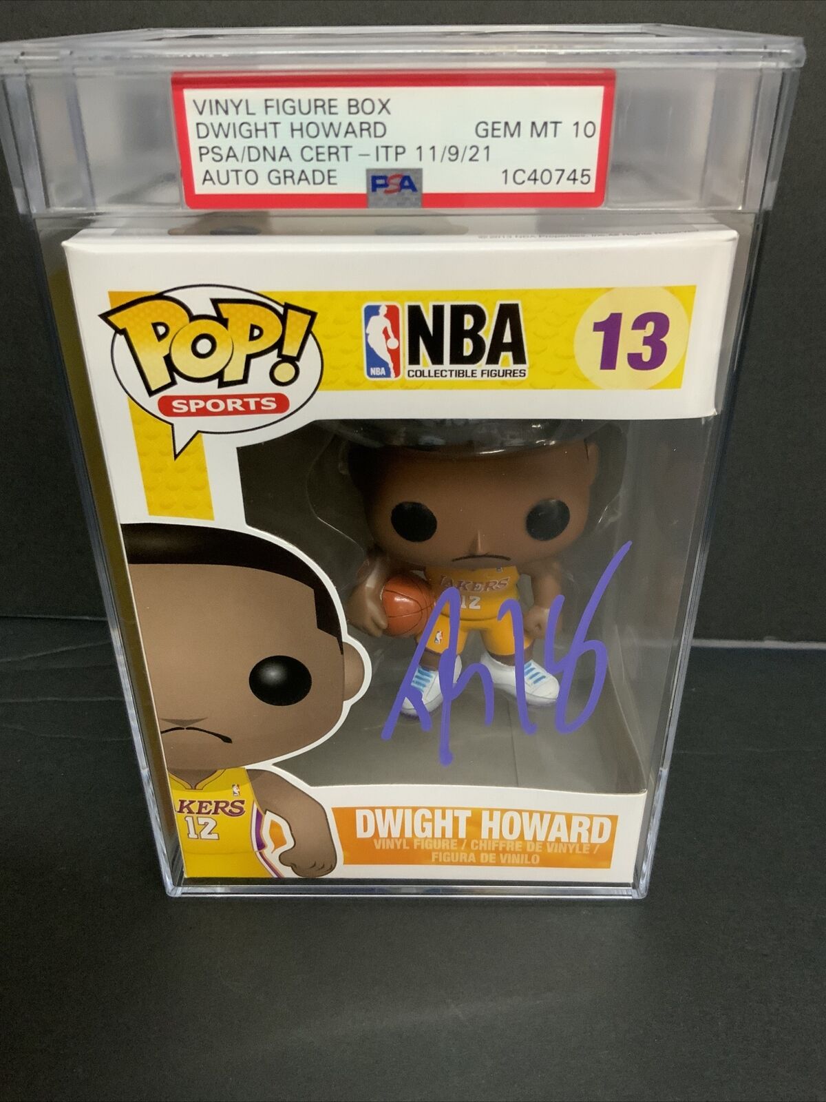 DWIGHT HOWARD SIGNED LAKERS #13 FUNKO POP PSA SLABBED GEM MINT 10 AUTO 1C40745