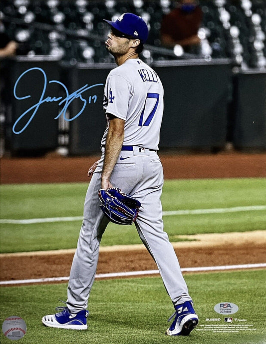 JOE KELLY DODGERS SIGNED 11X14 POUTY FACE VS ASTROS CARLOS CORREA PHOTO BLUE PSA