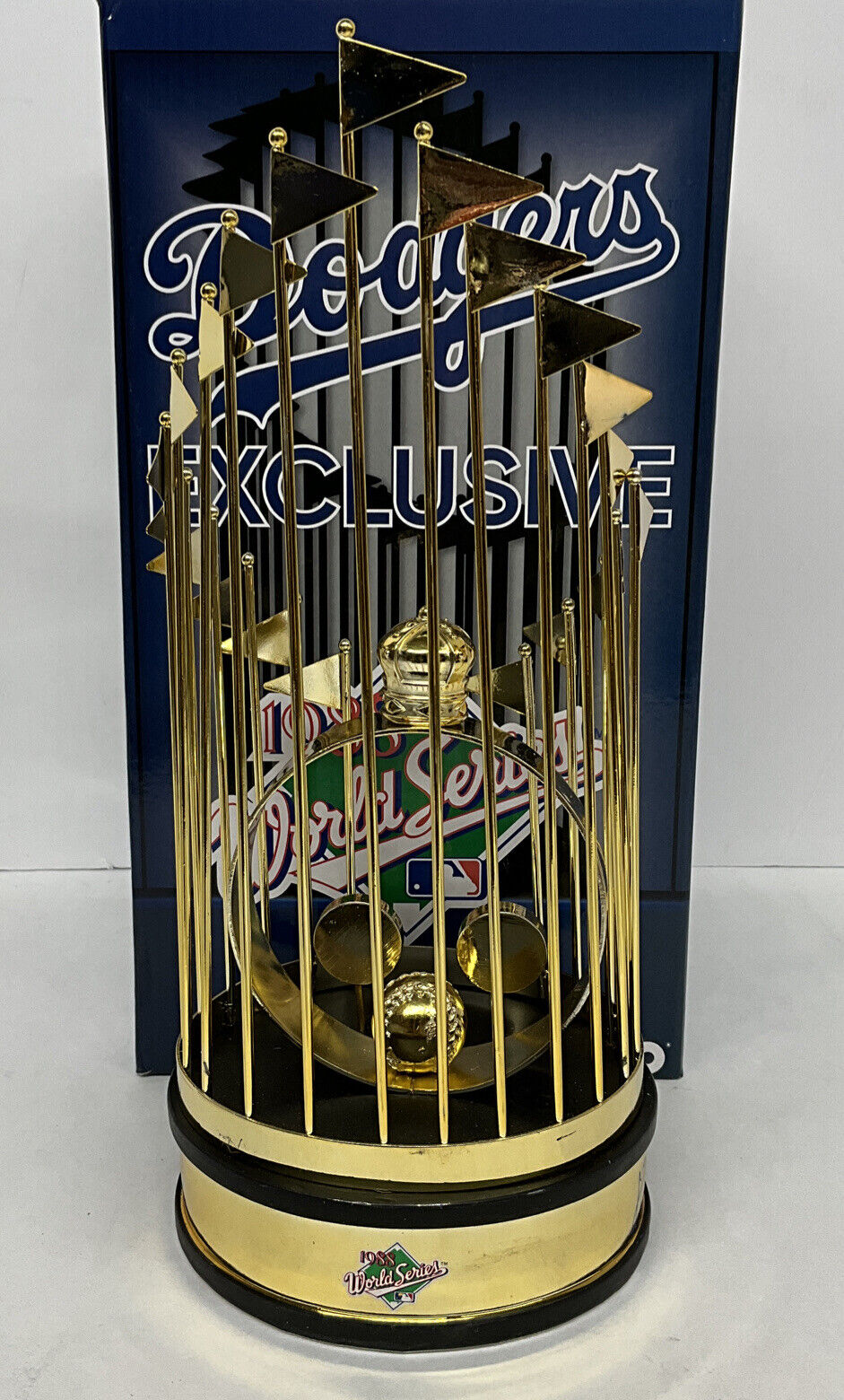 OREL HERSHISER KIRK GIBSON SIGNED DODGERS 12" 88 WORLD SERIES TROPHY PSA 9A20774