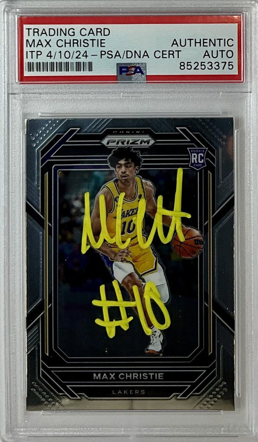 MAX CHRISTIE SIGNED LAKERS PANINI PRIZM #270 ROOKIE RC PSA SLABBED ITP 85253375