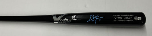 CHRIS TAYLOR DODGERS SIGNED VICTUS GAME MODEL CUSTOM BLACK BAT BAS ITP WZ59540