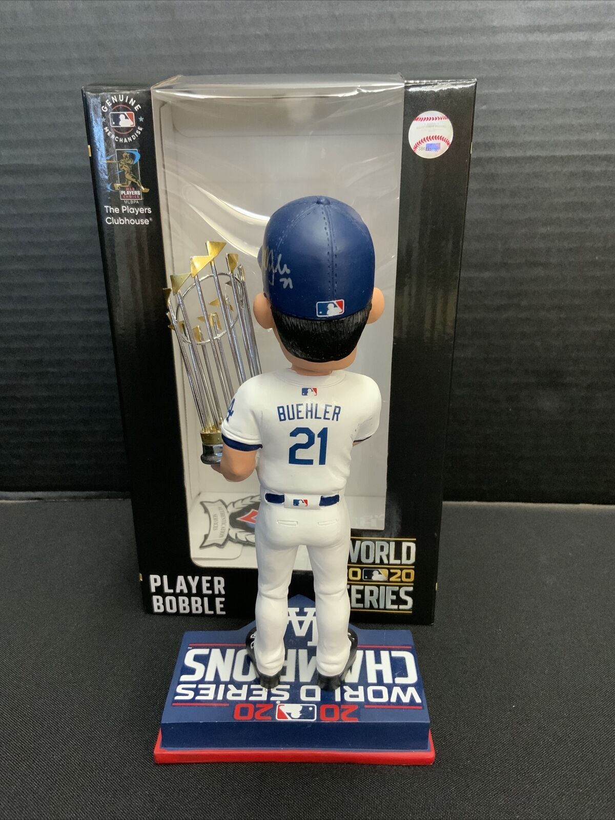 WALKER BUEHLER DODGERS SIGNED FOCO 2020 WS CHAMPIONSHIP BOBBLEHEAD WK 30259