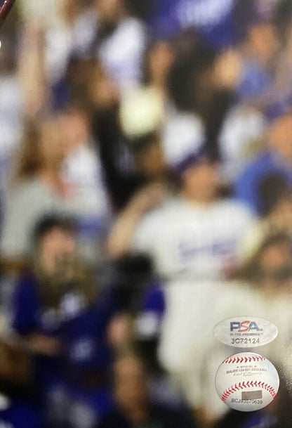 TEOSCAR HERNANDEZ DODGERS SIGNED 11X14 2024 WORLD SERIES HOME RUN PHOTO PSA COA