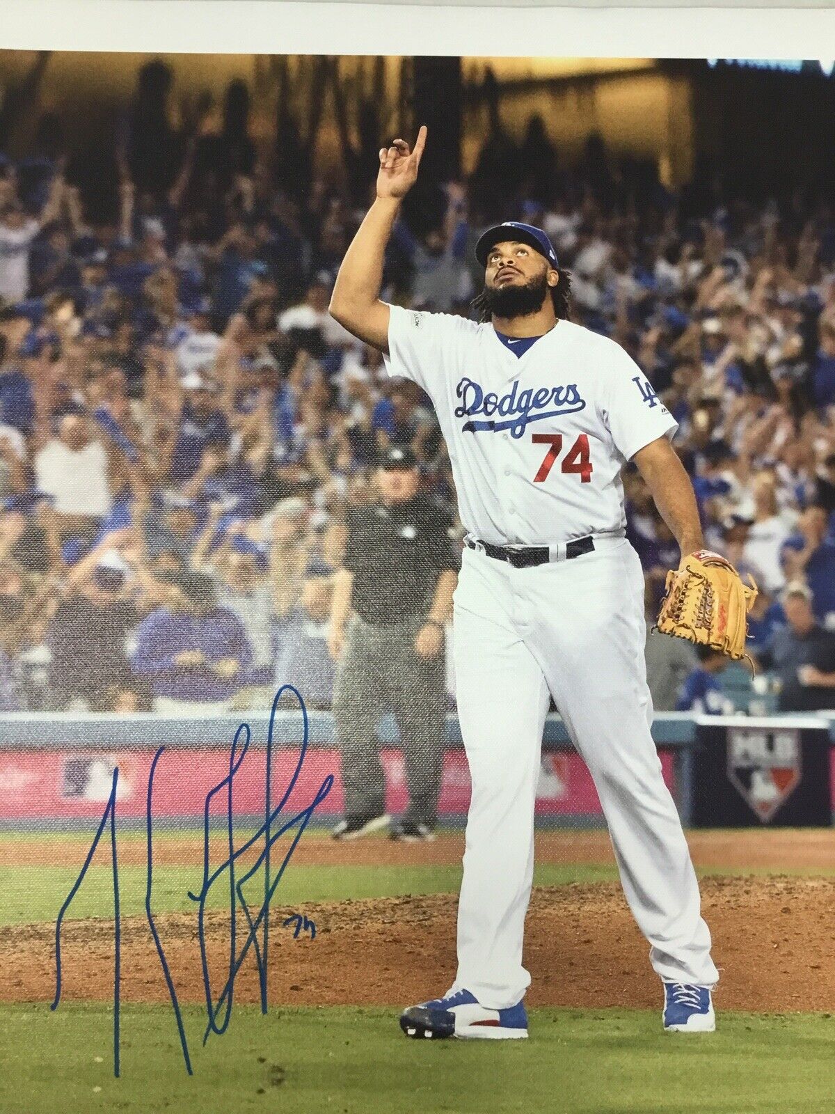 KENLEY JANSEN DODGERS ALL TIME SAVES LEADER SIGNED 18X22 CANVAS PRINT PSA 6995