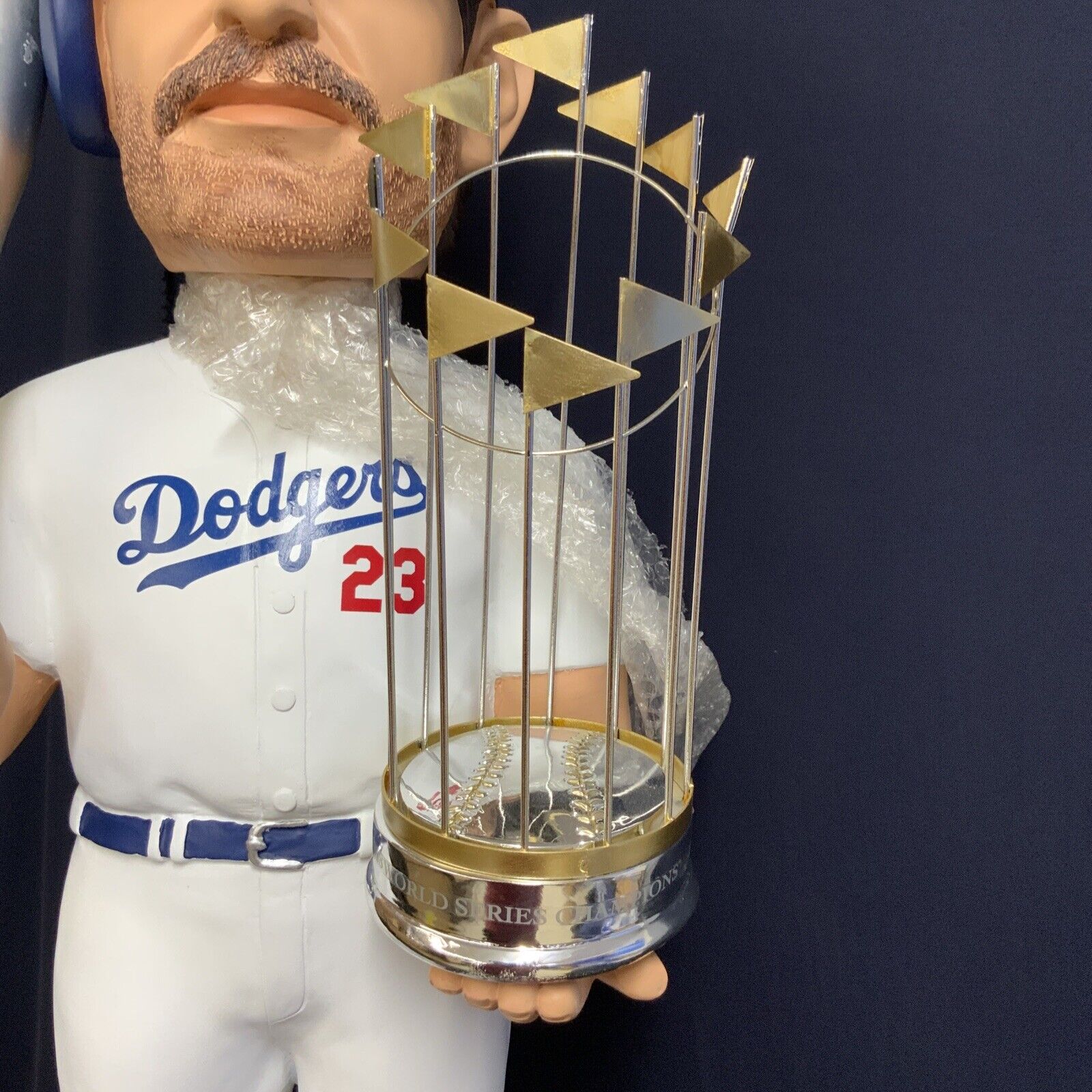 4/10 KIRK GIBSON SIGNED DODGERS 1988 EXCLUSIVE 3FT BOBBLEHEAD 3 INSCRIPTIONS BAS