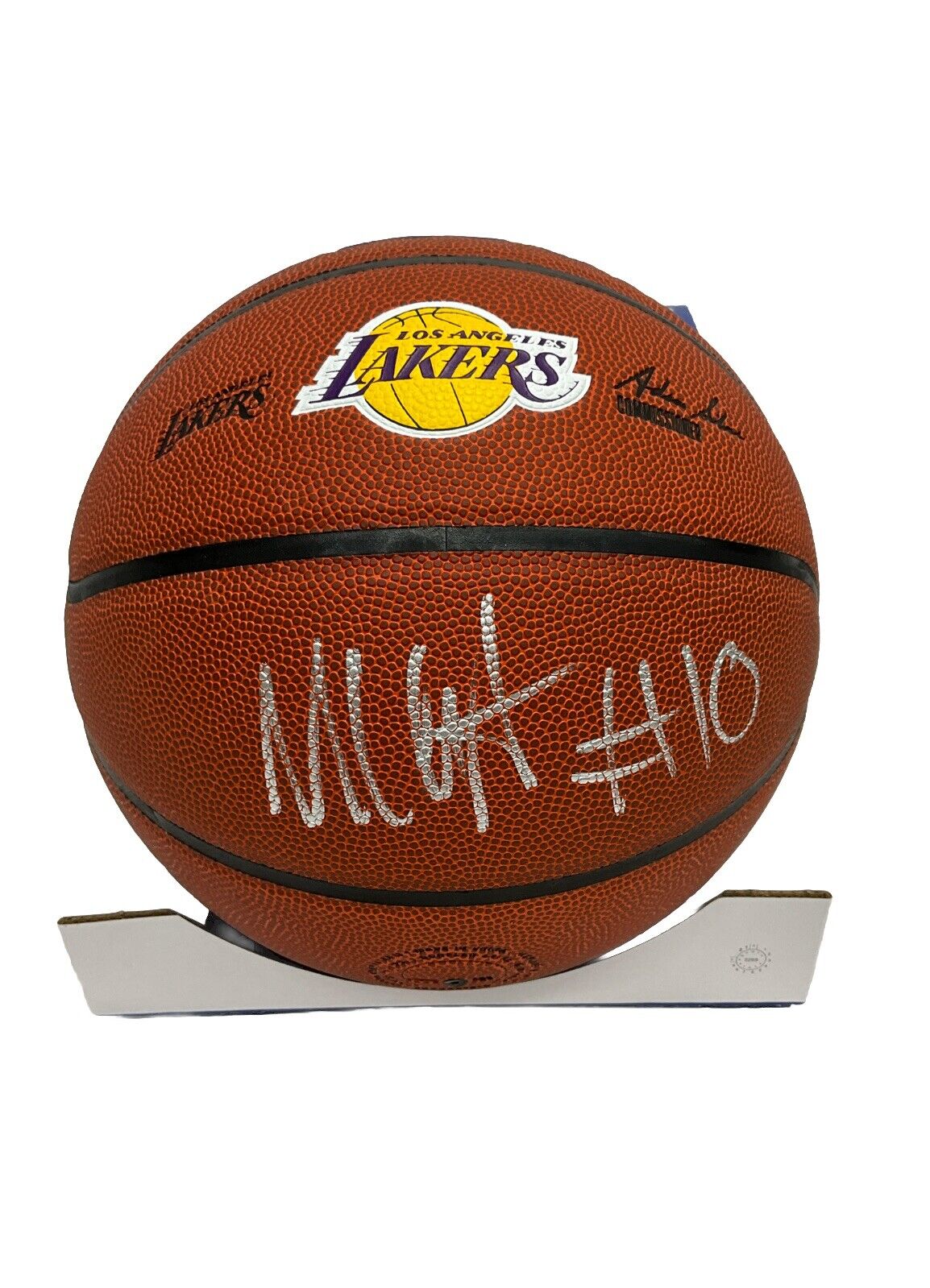 MAX CHRISTIE SIGNED LOS ANGELES LAKERS WILSON LOGO BASKETBALL PSA 2C95569