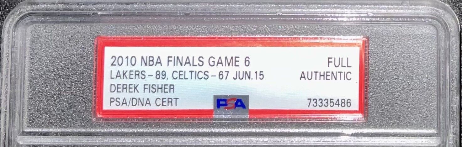 DEREK FISHER SIGNED 2010 NBA FINALS TICKET STUB "5X NBA CHAMPS" PSA 73335486