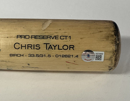 CHRIS TAYLOR DODGERS 2020 WS CHAMP SIGNED GAME USED VICTUS BAT W/INS BAS WZ59682