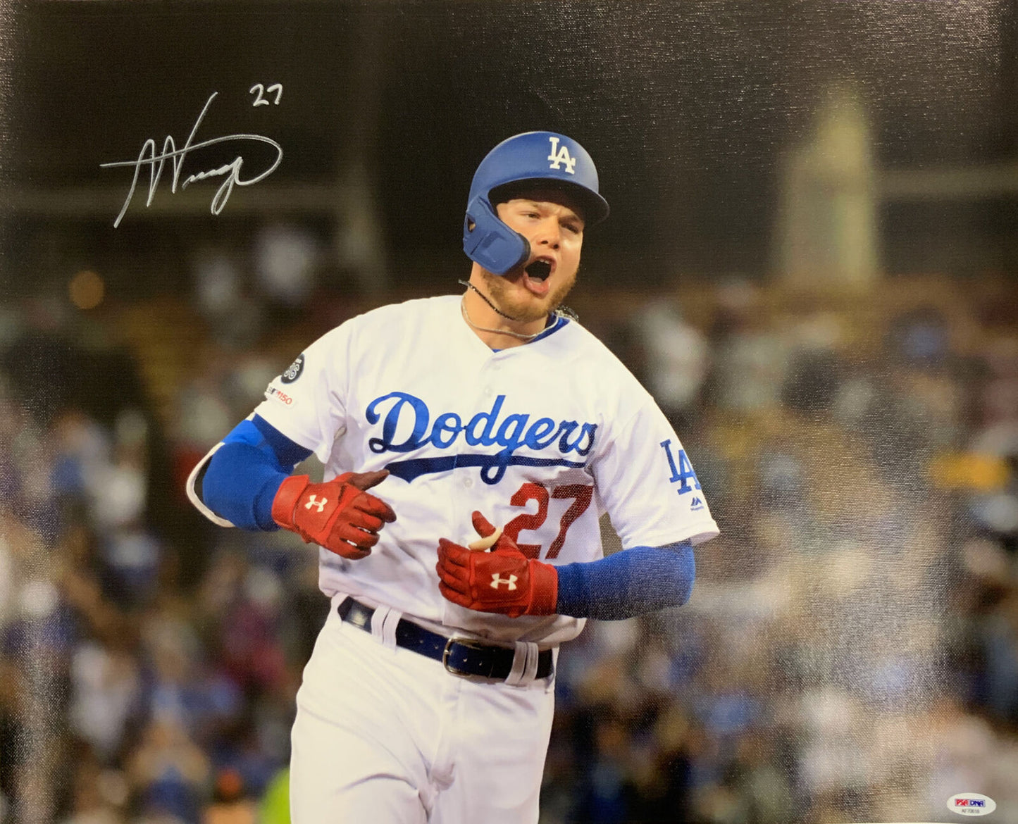 DODGERS MEXICO PHENOM ALEX VERDUGO SIGNED 18X22 UNFRAMED CANVAS PSA AF70618