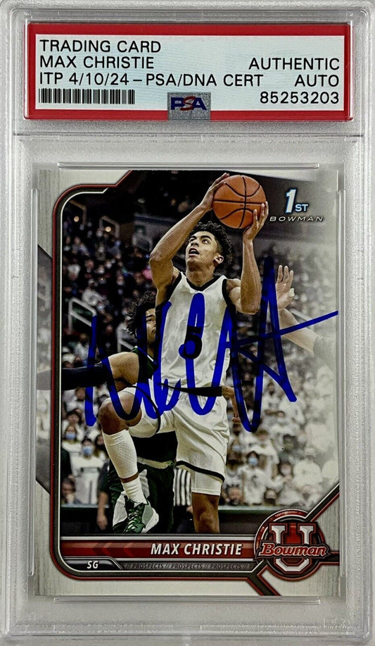 LAKERS MAX CHRISTIE SIGNED MICHIGAN STATE 1ST BOWMAN 23 PSA ITP 85253203