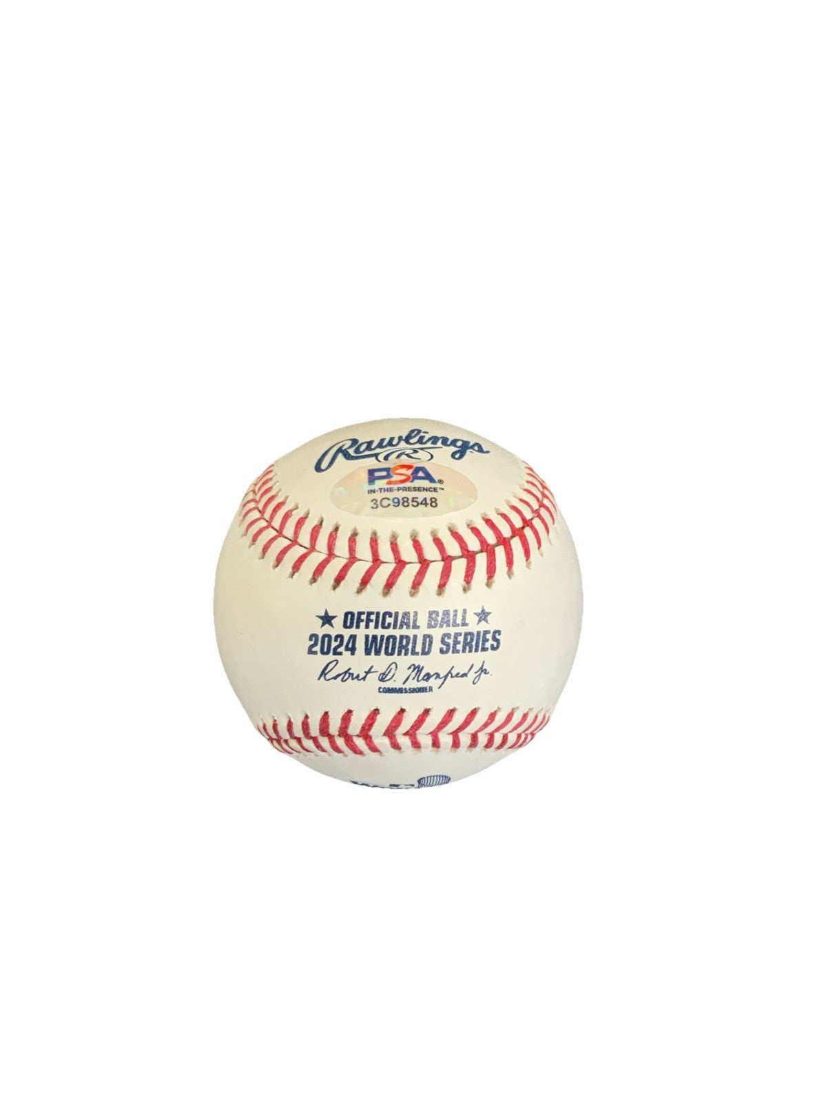 DANIEL HUDSON SIGNED 2024 WORLD SERIES BASEBALL  "2024 WS CHAMPS" IN PSA