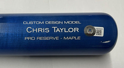 CHRIS TAYLOR DODGERS WS CHAMP SIGNED VICTUS GAME MODEL BLUE BAT BAS ITP WZ59543i