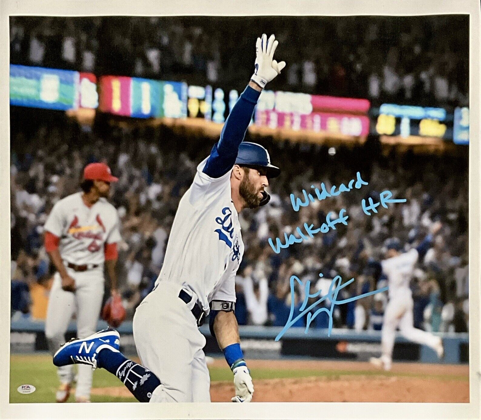 CHRIS TAYLOR DODGERS SIGNED 22X26 CANVAS "WILDCARD WALKOFF HR" PSA 2C53370