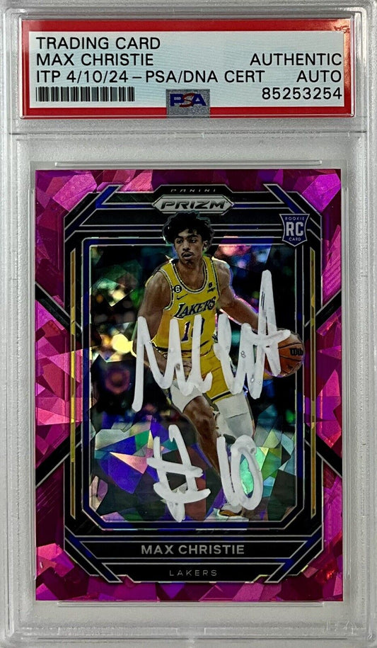 MAX CHRISTIE SIGNED LAKERS CRACKED ICE PINK PANINI PRIZM 270 RC PSA ITP 85253254