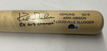 KIRK GIBSON TIGERS SIGNED LOUISVILLE SLUGGER MODEL BAT 84 WS CHAMPS" BAS W140597