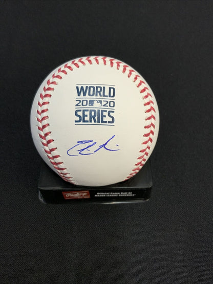 EDWIN RIOS DODGERS SIGNED 2020 WORLD SERIES BASEBALL PSA WITNESS