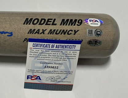 12/13 MAX MUNCY SIGNED GAME MODEL MM9 MAXBAT 2020 piece of metal winner" MLB PSA