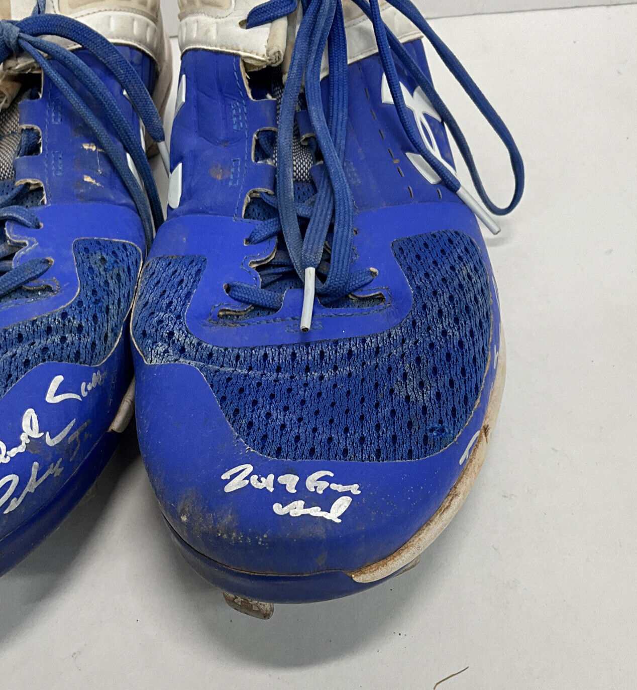 DJ PETERS DODGERS TIGERS FULL NAME SIGNED GAME USED CLEATS PSA RG29210/11