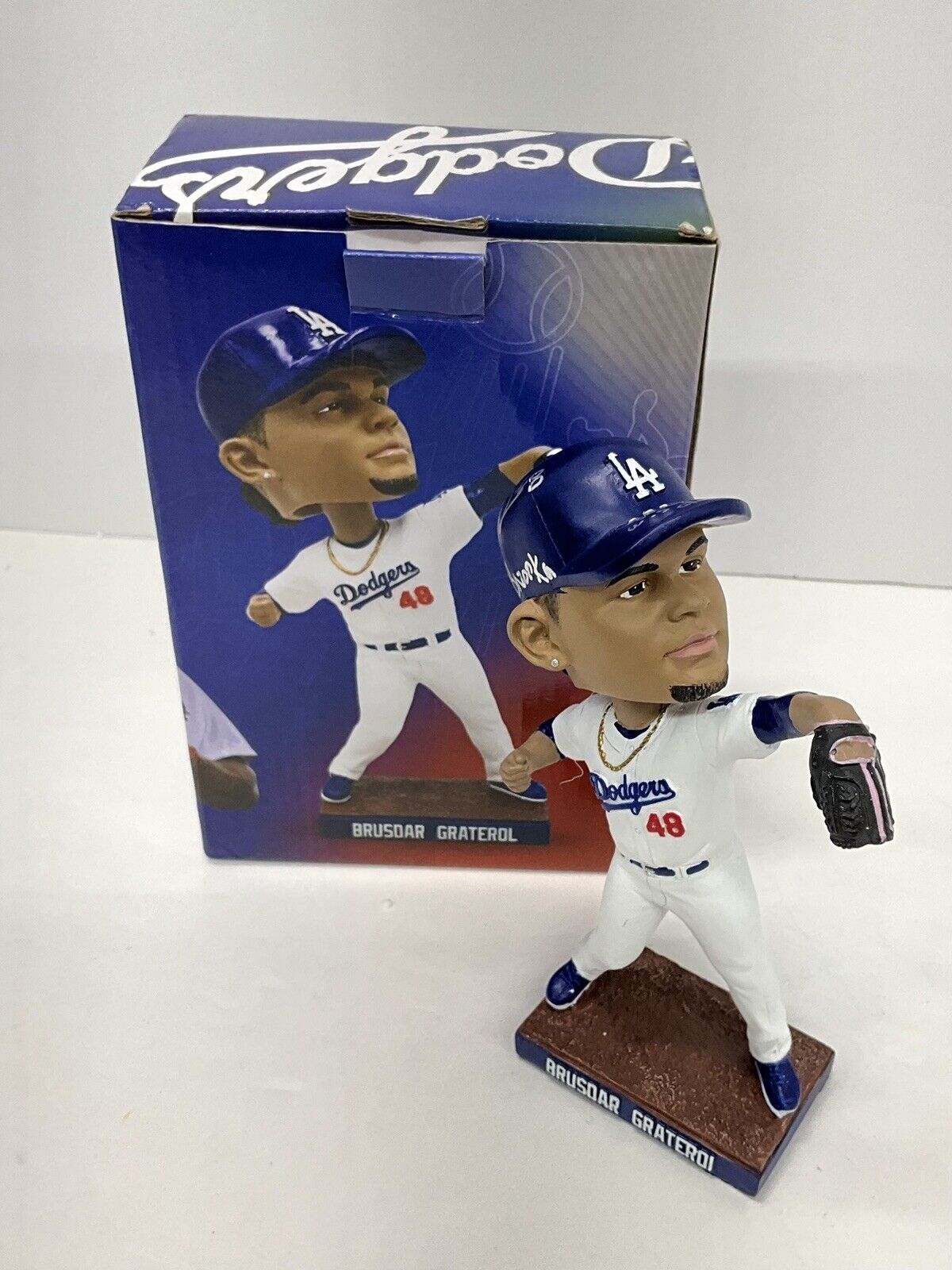 BRUSDAR GRATEROL SIGNED DODGERS BOBBLEHEAD "2020 WS CHAMPS, BAZOOKA" PSA 3C24655