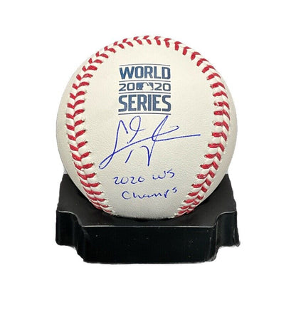 CHRIS TAYLOR DODGERS SIGNED 2020 WORLD SERIES BASEBALL "2020 WS CHAMPS" INSC PSA