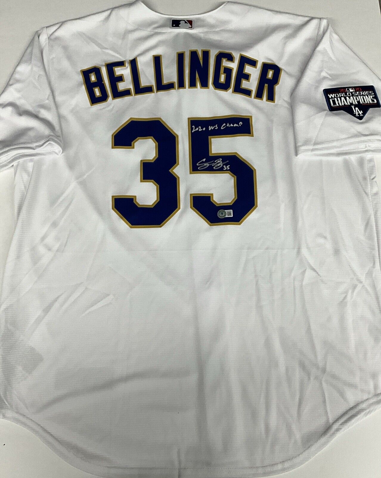 CODY BELLINGER SIGNED DODGERS 2020 CHAMPIONS JERSEY "2020 WS CHAMPS" BAS AC09963