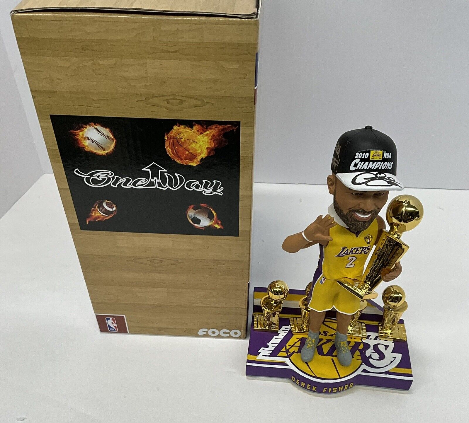 DEREK FISHER SIGNED LAKERS LIMITED FOCO BOBBLEHEAD "5X NBA CHAMP" PSA 1C61463