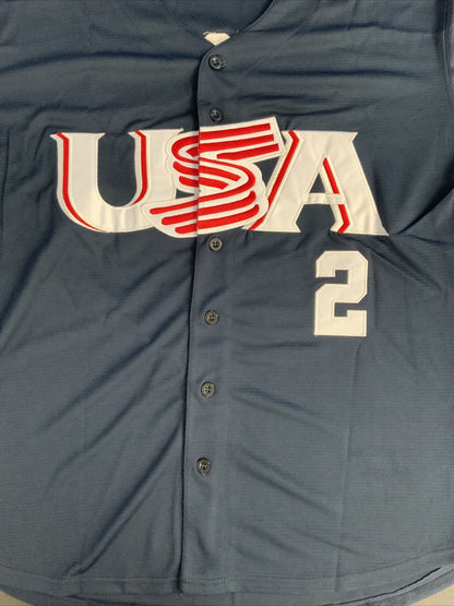 TOMMY LASORDA DODGERS LEGEND SIGNED USA BLUE JERSEY PSA AF42548