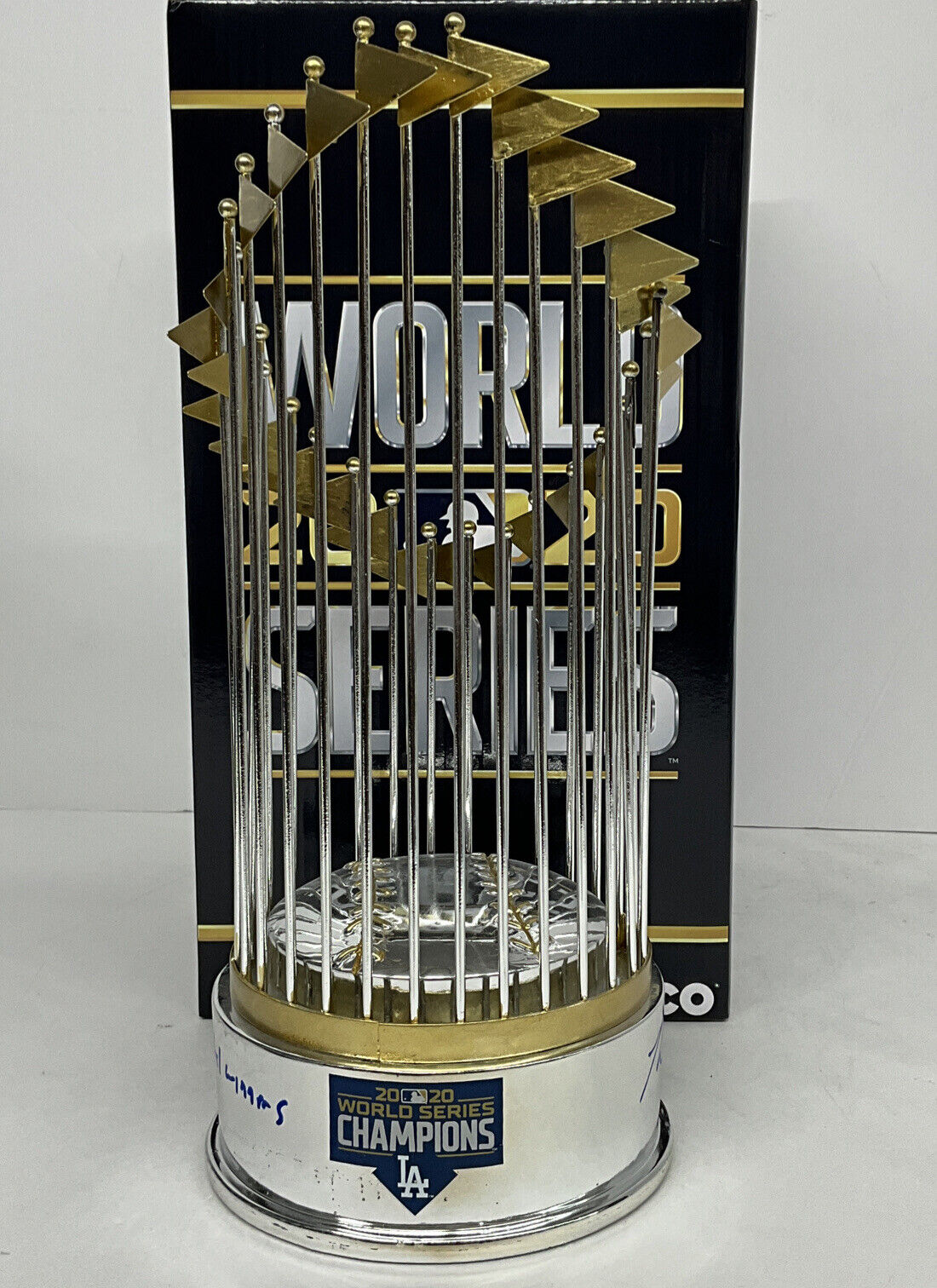 MAX MUNCY SIGNED DODGERS FOCO 12" REPLICA TROPHY "2020 WS CHAMPS" PSA 1C89555