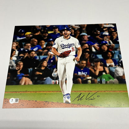 ALEX VESIA DODGERS 2024 WS CHAMPION SIGNED 11X14 SHOUTING PHOTO BAS