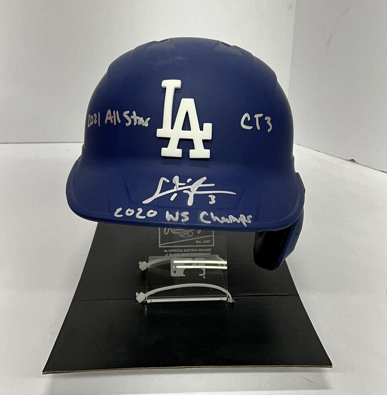 CHRIS TAYLOR CT3 SIGNED DODGERS FULL SIZE HELMET 3 INSCRIPTIONS PSA 1C01614