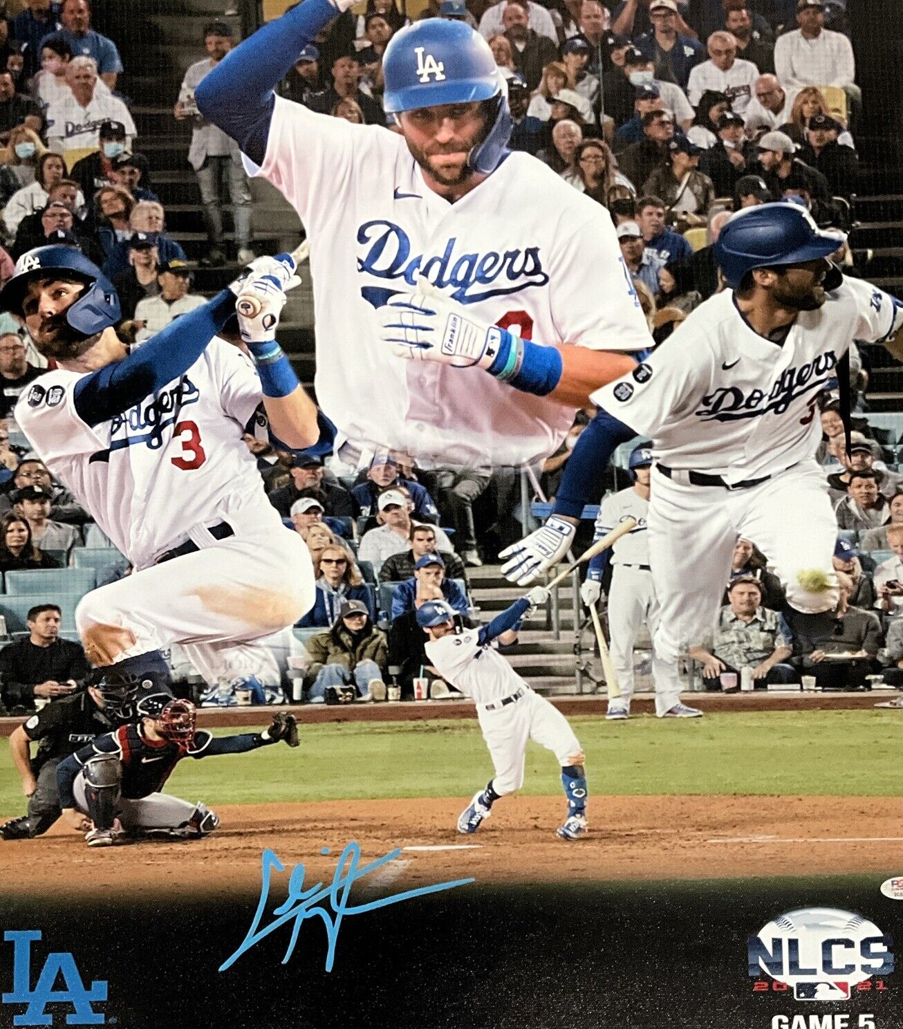 CHRIS TAYLOR DODGERS SIGNED 22X26 NLCS GAME 5 3 HR GAME CANVAS EDIT PSA 2C53356