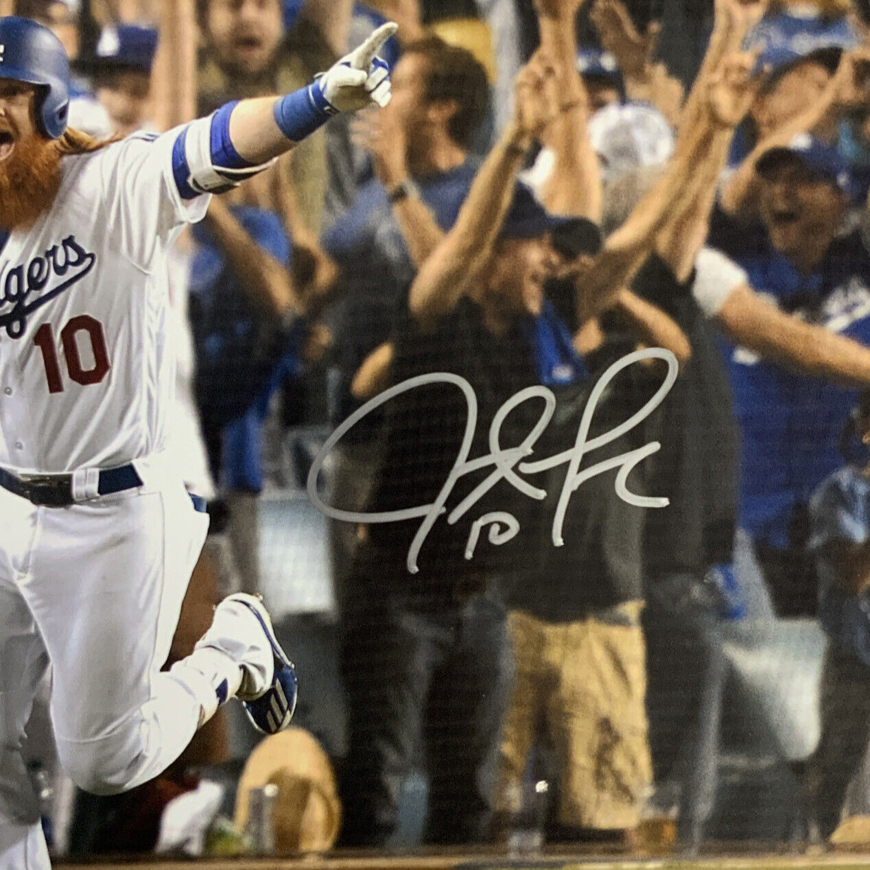 JUSTIN TURNER DODGERS SIGNED 2017 NLCS WALK OFF HOMERUN 16X20 PHOTO BAS WITNESS