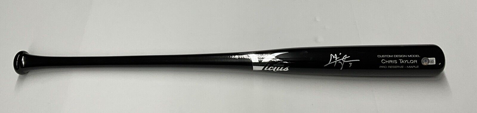 CHRIS TAYLOR DODGERS SIGNED VICTUS GAME MODEL CUSTOM BLACK BAT BAS ITP WZ59528