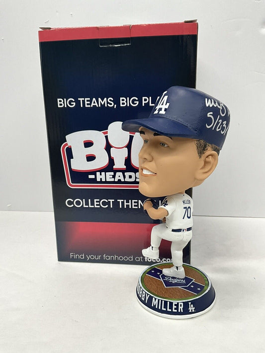 BOBBY MILLER SIGNED DODGERS FOCO BIGHEAD BOBBLEHEAD "MLB DEBUT" INSC PSA RG50518