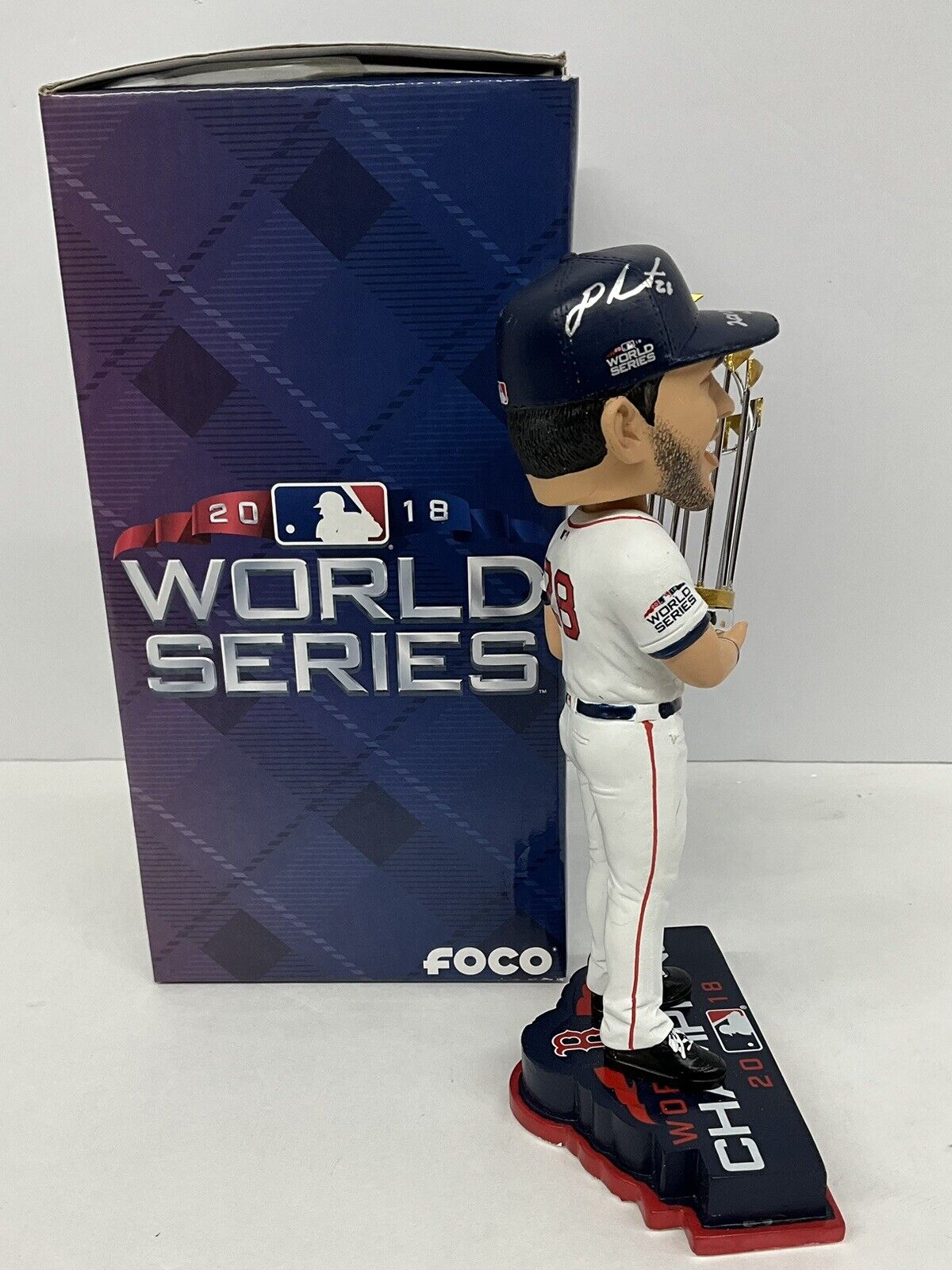 JD MARTINEZ SIGNED BOSTON RED SOX FOCO BOBBLEHEAD "2018 WS CHAMPS" BAS W807863