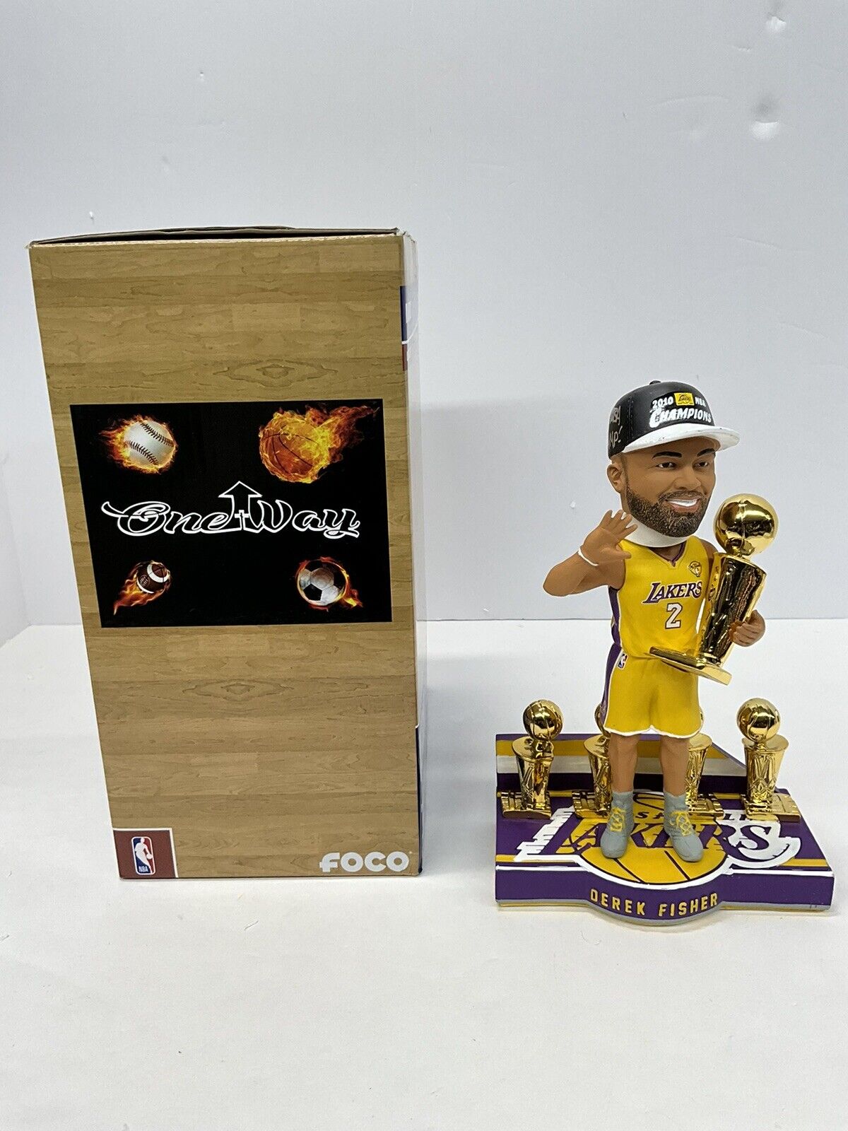 DEREK FISHER SIGNED LAKERS LIMITED FOCO BOBBLEHEAD "5X NBA CHAMP" PSA 1C61449