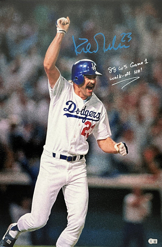 KIRK GIBSON DODGERS SIGNED 20X30 STRETCHED CANVAS "88 WS GM1 WALKOFF BAS W140629