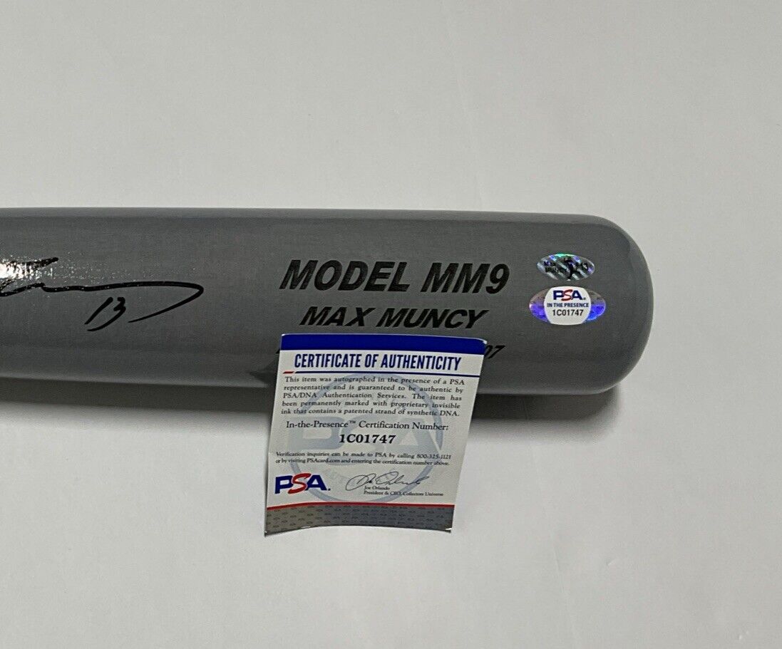 MAX MUNCY DODGERS WS CHAMPION SIGNED MAXBAT MM9 GAME MODEL BAT PSA 1C01747