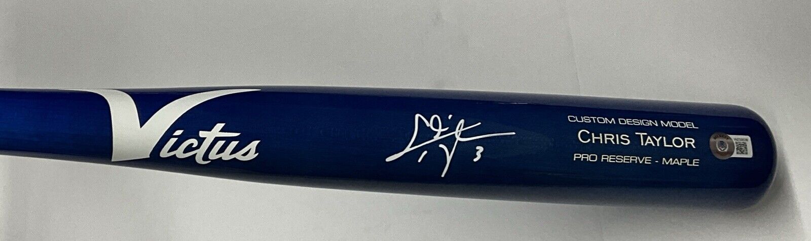 CHRIS TAYLOR DODGERS WS CHAMP SIGNED VICTUS GAME MODEL BLUE BAT BAS ITP WZ59536