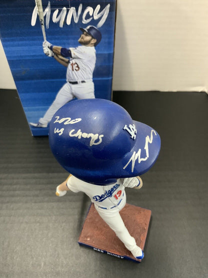 MAX MUNCY DODGERS SIGNED SGA BOBBLEHEAD "2020 WS CHAMPS" INSCRIPTION MLB COA