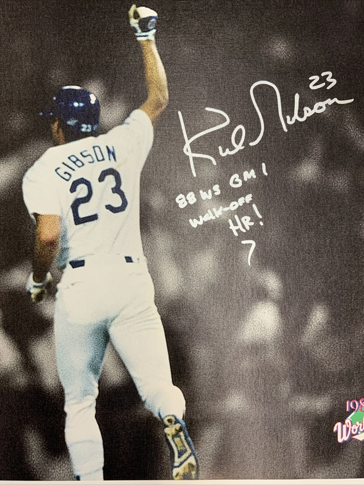 KIRK GIBSON DODGERS SIGNED 22X32 CANVAS "88 WS GM 1 WALK OFF HR" INS PSA AI33528